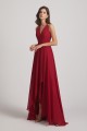 Straps V-Neck Chiffon Country High Low Bridesmaid Dresses