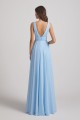 Deep V-Neck Chiffon Sleeveless Sky Blue Bridesmaids Dresses