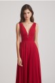 Wide Straps Double V-Neck Crinkle Chiffon Bridesmaid Dresses