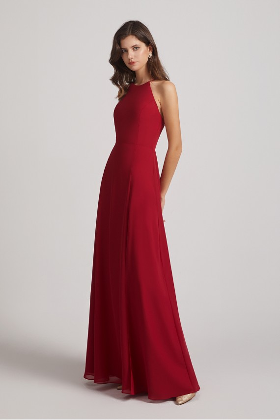 Halter Chiffon Maxi Dresses with Side Slit
