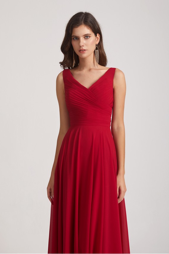 Straps Pleated A-Line Chiffon Sleeveless Bridesmaid Dresses