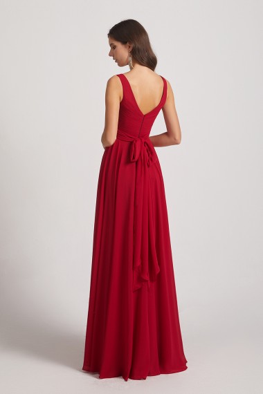 Straps Pleated A-Line Chiffon Sleeveless Bridesmaid Dresses