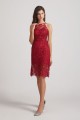 Jewel Sleeveless Sheath Short Lace Bridesmaid Dresses