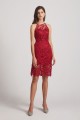 Jewel Sleeveless Sheath Short Lace Bridesmaid Dresses
