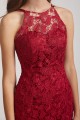 Jewel Sleeveless Sheath Short Lace Bridesmaid Dresses