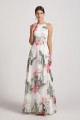 Floral Print Halter Bridesmaid Dresses Ink Wash Painting