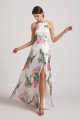 Floral Print Halter Bridesmaid Dresses Ink Wash Painting