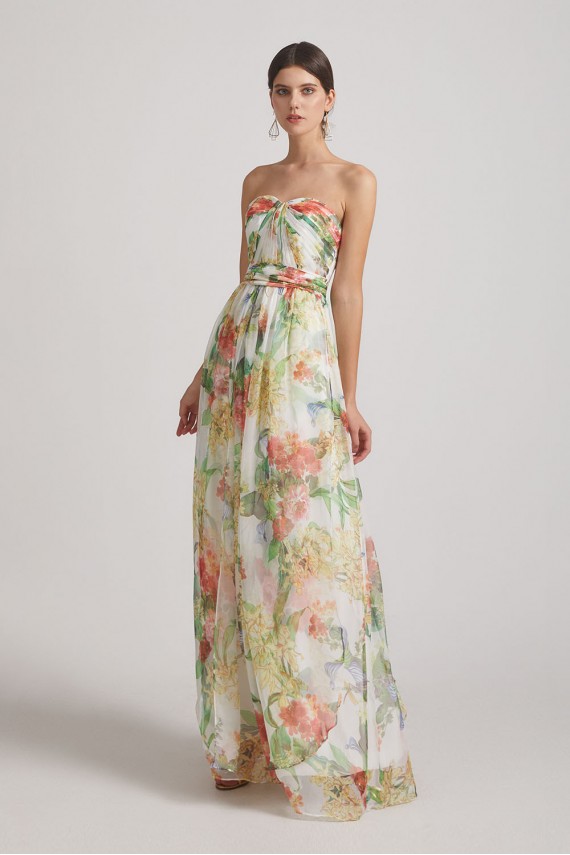 Floral Bridesmaid Dresses with Strapless Sweetheart