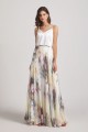 Spaghetti Straps Satin Top Floral Maxi Dresses