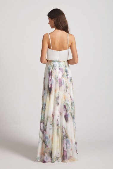 Spaghetti Straps Satin Top Floral Maxi Dresses