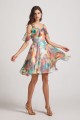Colourful Short Floral Printed Bridesmaid Dresses