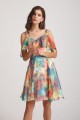 Colourful Short Floral Printed Bridesmaid Dresses