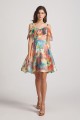 Colourful Short Floral Printed Bridesmaid Dresses