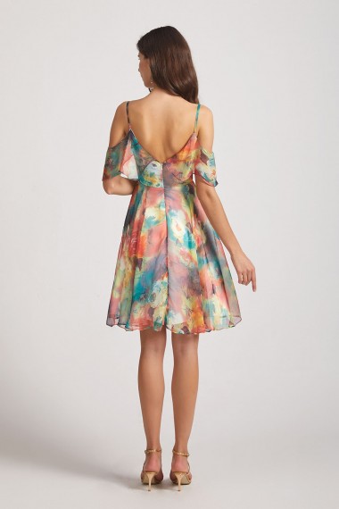 Colourful Short Floral Printed Bridesmaid Dresses