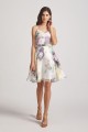 Floral-Print Slender Straps Short Bridesmaid Dresses