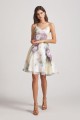 Floral-Print Slender Straps Short Bridesmaid Dresses