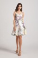 Floral-Print Slender Straps Short Bridesmaid Dresses
