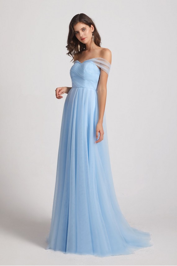 Sweetheart Backless Long Tulle Bridesmaid Dresses
