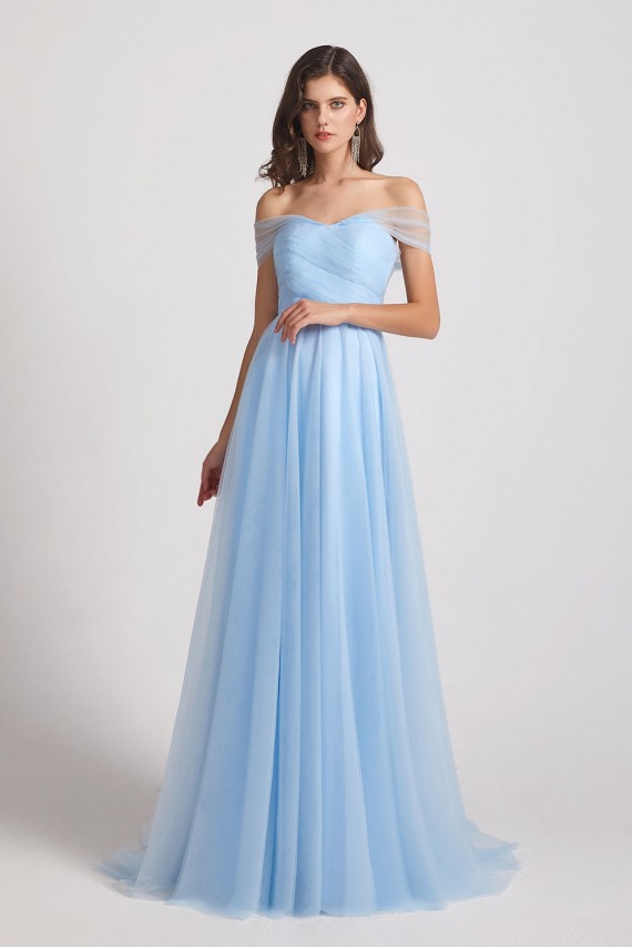 Sweetheart Backless Long Tulle Bridesmaid Dresses