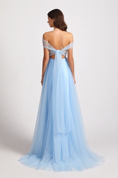 Sweetheart Backless Long Tulle Bridesmaid Dresses
