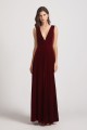 Bold Velvet Bridesmaid Dress with Daring Deep V Neck