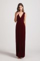 Bold Velvet Bridesmaid Dress with Daring Deep V Neck