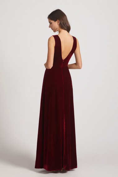 Bold Velvet Bridesmaid Dress with Daring Deep V Neck