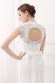 Ivory V-Neck Cap Sleeves Belt Mermaid Vintage Lace Wedding Dresses