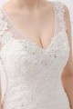 Ivory Wide Straps Mermaid V-neck Lace Wedding Dresses