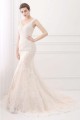 Mermaid V-neck Lace Ivory & Champagne Wedding Dresses