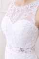 White Jewel Sleeveless Mermaid Lace Wedding Dresses With Belt