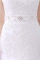 White Jewel Sleeveless Mermaid Lace Wedding Dresses With Belt