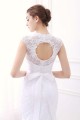 White Mermaid Lace V-Neck Cap Sleeves Wedding Dresses With Belt