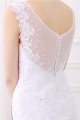 White V-Neck Sleeveless Mermaid Lace Beaded Rhinestones Wedding Dresses