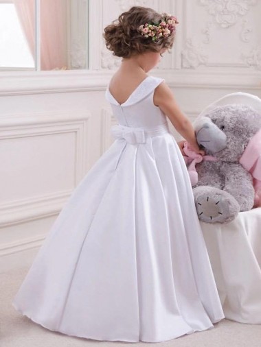 Ivory Ball Gown Bateau Floor Length Flower Girl Dress
