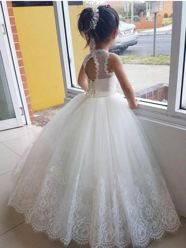 Ivory Ball Gown Floor Length Flower Girl Dress