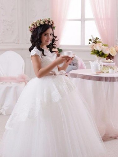 Ivory Ball Gown Sweetheart Floor Length Sleeveless Flower Girl Dress