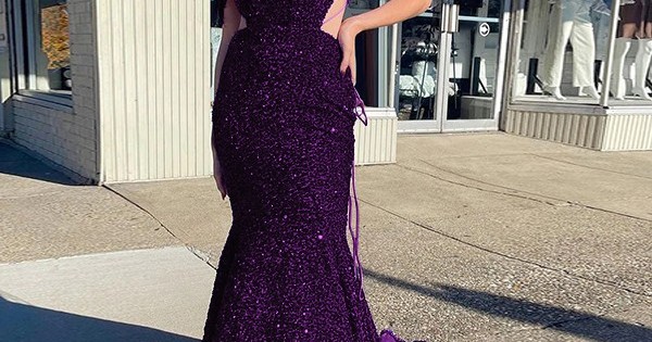 Affordable Plum Purple Sheath Cold Shoulder Sleeveless Long Court Train Velvet Sequin Prom Dress Online for Sale | AlfaBridal Affordable Plum Purple Sheath Cold Shoulder Sleeveless Long Court Train Velvet Sequin Prom Dress Online for Sale | AlfaBridal