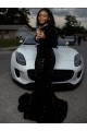 Black Sheath One Shoulder Long Sleeves Long Sweep Train Velvet Sequin Prom Dress