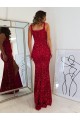 Burgundy Sheath Square Sleeveless Long Floor Length Velvet Sequin Prom Dress
