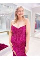Sheath Sweetheart Sleeveless Long Sweep Train Velvet Sequin Prom Dress
