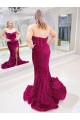 Sheath Sweetheart Sleeveless Long Sweep Train Velvet Sequin Prom Dress