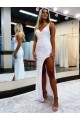 Sheath V-Neck Sleeveless Long Floor Length Velvet Sequin Prom Dress