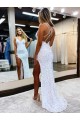 Sheath V-Neck Sleeveless Long Floor Length Velvet Sequin Prom Dress