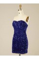 Sheath Sweetheart Sleeveless Short Velvet Sequin Prom Dress