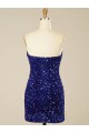 Sheath Sweetheart Sleeveless Short Velvet Sequin Prom Dress