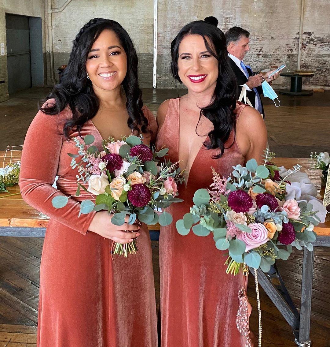 alfa bridal bridesmaid dresses Beautiful pictures shared by @martinacorradetti, who is wearing Bold Velvet Bridesmaid  Dress With Daring Deep V Neck (AF0133). https://alfabridal .com/collections/velvet-bridesmaid-dresses/products/deep-v-neck-straps-ruched-long-sleeveless-velvet
